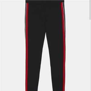 Red striped high waist leggings